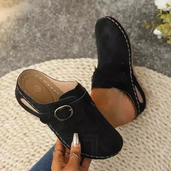 Модные женские тапочки 2024 года, новые летние модные тапочки с закрытым носком на платформе, сандалии, женские винтажные шлепанцы, женская обувь, тапочки на танкетке 36