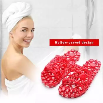 Модные женские тапочки для массажа ног, бытовая обувь для любителей дома, женская обувь для душа в помещении, нескользящая, пропускающая воду, сохраняющая ноги сухими, летние тапочки 23(Suit 35-36 Feet) красный