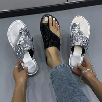 модные женские тапочки для улицы повседневные пляжные женские туфли летние новые плоские шлепанцы сандалии для ходьбы клип носок римская пряжка женские 36 чёрный