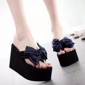 Модные женские тапочки на очень высоком каблуке, пляжные шлепанцы, мягкая летняя обувь из ЭВА, женские шлепанцы на платформе 11 см, женские сандалии 35