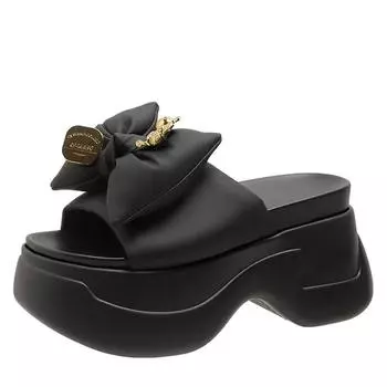 Модные женские тапочки на высокой платформе 9 см, однотонные кожаные сандалии на толстой подошве, женские, летние, повседневные, пляжные, шлепанцы, Zapatos Mujer 34 бежевый