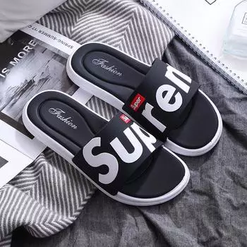 Модные женские тапочки, праздничные пляжные сандалии из Эва для бассейна, домашняя нескользящая женская обувь для душа, шлепанцы на платформе с надписью, мужские шлепанцы 40-41 зелёный