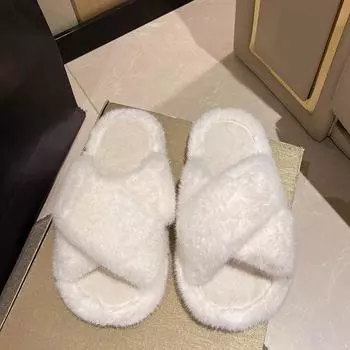 Модные женские тапочки с круглым носком на плоской подошве для женщин с открытым носком, слипоны на платформе, роскошные сандалии для отдыха на открытом воздухе, повседневные меховые туфли на среднем каблуке 36-37 чёрный