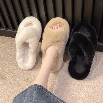 Модные женские тапочки с мехом, увеличивающие рост — идеально подходят для лета и осени 36/37