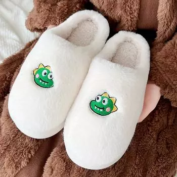 модные женские тапочки с рисунком животных, зимние мультяшные пары, одежда для отдыха, теплая домашняя обувь с толстыми плюшевыми подошвами, износостойкая хлопковая обувь 36-37 чёрный