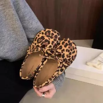 Модные женские тапочки-сабо с круглым носком, туфли на плоской подошве, лаконичные тапочки-лодочки с бабочкой и узлом в стиле кэжуал, весна-осень 2024 г. 35 коричневый