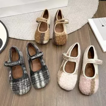 Модные женские теплые туфли на плоской подошве, модные теплые туфли Мэри Джейн без застежек, женская мягкая подошва, симпатичная обувь с круглым носком 35 хаки