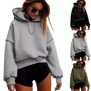 Модные женские толстовки, пуловеры с длинным рукавом, толстовки, топы, осенняя одежда M