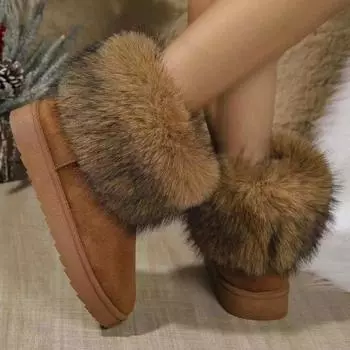 Модные женские толстые пушистые зимние сапоги, повседневные, длинные, с плюшевой хлопковой подкладкой, женские, удобные, теплые, с искусственным мехом, зимние сапоги 36 серый