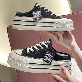 Модные женские толстые тапочки на танкетке из парусины со шнуровкой, массивные кроссовки, повседневные, удобные, дышащие, летние, увеличивающие рост туфли высокого бренда 35 бежевый