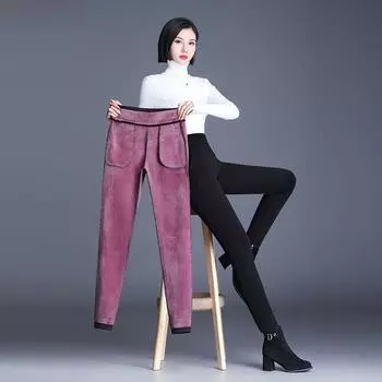 Модные женские толстые зимние эластичные мягкие колготки с флисовой подкладкой, брюки, леггинсы, колготки, термобрюки M чёрный