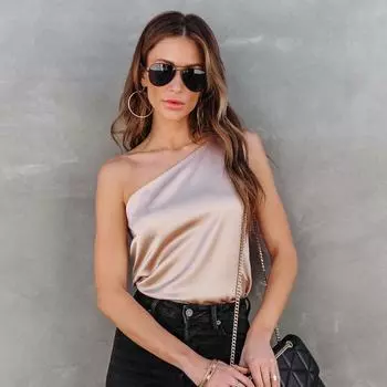 Модные женские топы без рукавов, женские атласные топы без рукавов, топ с лямкой на шее, сексуальные топы с ремешками S чёрный