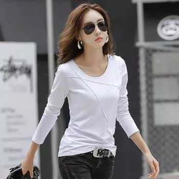 Модные женские топы из хлопка, облегающие, универсальные, с круглым вырезом, футболка, новые, удлиненные нижние части XXL чёрный