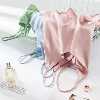 Модные женские топы на бретельках большого размера из сатина с V-образным вырезом и бретельками на бретельках, летние шелковые топы без рукавов XL чёрный