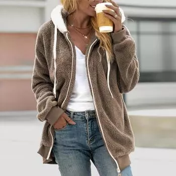 Модные женские топы с длинными рукавами, толстовки, куртка, уличная одежда, женская повседневная свободная толстовка с капюшоном, осень-зима, флисовое пальто на молнии 5XL