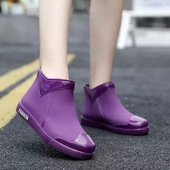 Модные женские трендовые теплые водонепроницаемые нескользящие резиновые сапоги 36