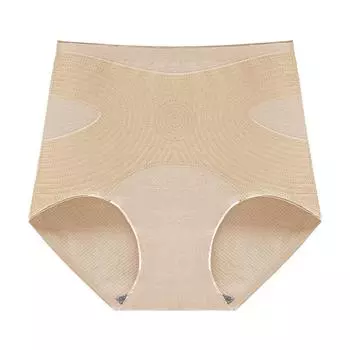 модные женские трусики с высокой талией, утягивающие живот, бесшовные трусики с перекрестным контролем живота, утягивающие трусы для девочек, хлопковые трусы L бежевый