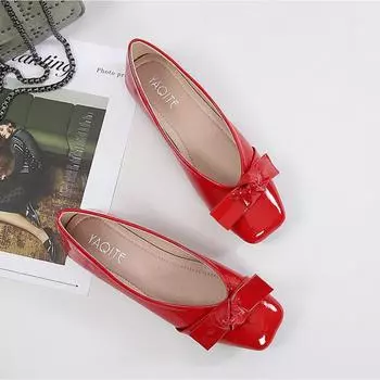 Модные женские туфли большого размера на весну/осень, новые повседневные туфли с бантом на плоской подошве, женские рабочие туфли, удобные для работы 35 красный