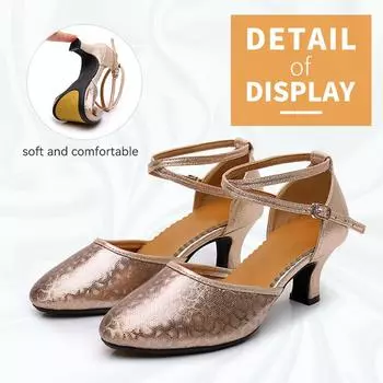 Модные женские туфли для латинских танцев с закрытым носком, танго, вальс, мамбо, румба, самба, профессиональная обувь для тренировок на мягкой подошве 34 золотой