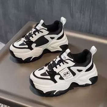 Модные женские туфли для пап из натуральной кожи на толстой подошве 2024 года — модный и спортивный универсальный стиль EU 35