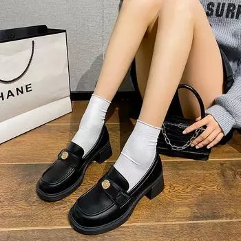 Модные женские туфли для увеличения роста 35-43 JK Uniform, туфли-лоферы Camellia Button, британский стиль, Лолита, каблук 6 см, Мэри Джейн, женские 35