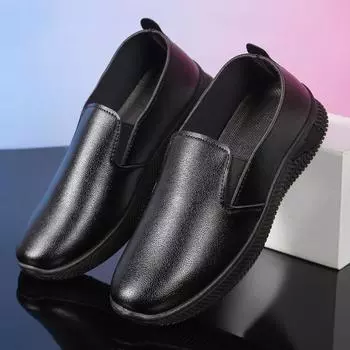 Модные женские туфли из чистой черной кожи для отдыха на открытом воздухе и офиса. Женская обувь 35 чёрный