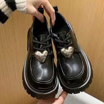 Модные женские туфли из искусственной кожи 2024 года, модные оксфорды с металлическим декором и толстой подошвой, новые осенние однотонные туфли на платформе для женщин 35 бежевый