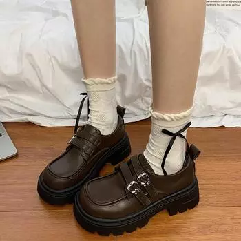 Модные женские туфли из кожи во французском стиле 1950-х годов в английском стиле в стиле ретро с одной резинкой, весенние туфли Marilyn на мягкой подошве 35 чёрный