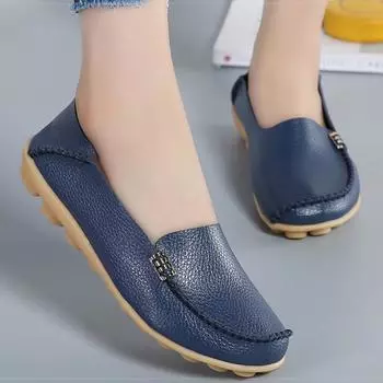 модные женские туфли из мягкой кожи Zapatos Mujeres их туфли на плоской подошве женские мокасины слипоны женские удобные повседневные туфли на плоской подошве женская обувь 35 бежевый