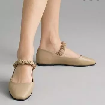 Модные женские туфли из натуральной кожи цвета норки на каждый день на плоской подошве