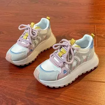 Модные женские туфли Kawaii с толстой подошвой в виде бисквитного торта с толстой подошвой для досок Новая модная обувь для досок светлого цвета с уродливой большой головой спортивная обувь 35 бежевый