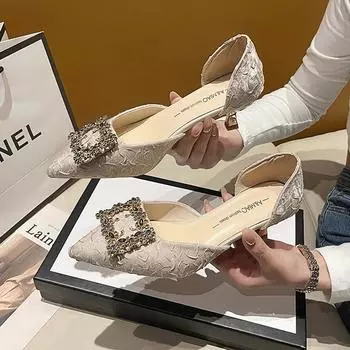 Модные женские туфли-лодочки 2024 года, новые сексуальные туфли на высоком каблуке со стразами и мелким носком, женские туфли на шпильке из шелкового атласа с острым носком, женские 34 розовый