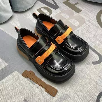 модные женские туфли-лодочки дерби с металлическим сердечком и кружевной цепочкой на плоской танкетке с платформой женские туфли леди винтаж девушка лолита панк колледж круглый носок туфли 35 чёрный