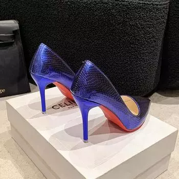 Модные женские туфли-лодочки для офиса, сексуальные модные туфли на высоком каблуке для женщин 2024 года, летние новые популярные легкие туфли-лодочки на мелкой подошве, удобная обувь для женщин 35 чёрный