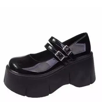 Модные женские туфли-лодочки Mary Jane 8 см на высоком каблуке, платформе, танкетке, весенние женские босоножки с пряжкой на ремне, классические милые панк-туфли в стиле Лолиты 34 бежевый