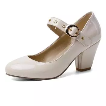 Модные женские туфли-лодочки на высоком каблуке Mary Janes 2024 г., черные, телесные, розовые, красные, женские туфли на каблуке для офиса, свадьбы, большого размера 48 34 чёрный