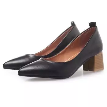 Модные женские туфли-лодочки на высоком каблуке, элегантные туфли телесного черного цвета для офиса и свадьбы, туфли большого размера с острым носком, новинка весны 2024 г. 34 чёрный