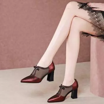 Модные женские туфли-лодочки с кружевом и застежкой-молнией из сетки, женские туфли на высоком каблуке, летние женские туфли, классические босоножки на платформе, женская обувь для вечеринок 2024 3 чёрный