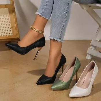 Модные женские туфли-лодочки, сексуальные, супер-высокие, тонкие каблуки, туфли Мэри Джейн для женщин, с острым носком, для офиса, на высоком каблуке, для женщин, Zapatos De Mujer 34 чёрный