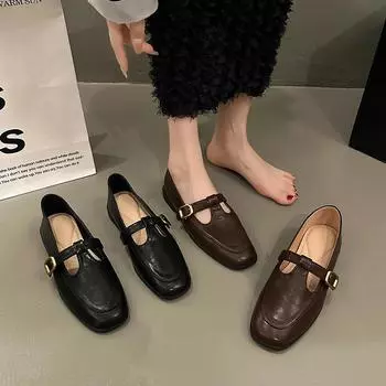 Модные женские туфли-лоферы для балета, танцевальная обувь, слипоны, с перекрестными ремешками, черного и коричневого цвета, на низком каблуке, осенне-весеннее платье 35 чёрный