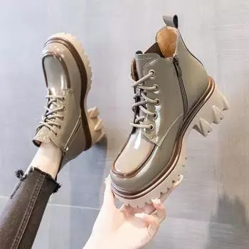 Модные женские туфли-лоферы из искусственной кожи на платформе 2024 года в британском стиле на толстом каблуке, оксфорды, женские туфли на шнуровке в готическом стиле Mujer Q04 35 чёрный