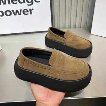 Модные женские туфли-лоферы на платформе, туфли на плоской подошве, замшевые кроссовки, женские, тренд 2024 года, осенняя брендовая обувь для ходьбы, повседневная, новая, платье, Mujer Zapatillas 35