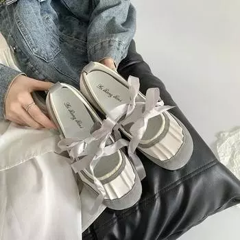 Модные женские туфли-лоферы с круглым носком и бантом, женские уличные туфли-лоферы с мягкой подошвой, женские повседневные балетки 35