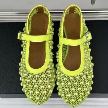 Модные женские туфли Мэри Джейн, модные балетки на плоской подошве из сетчатой ткани в стиле пэчворк, удобная летняя повседневная обувь с пряжкой и ремешком 35