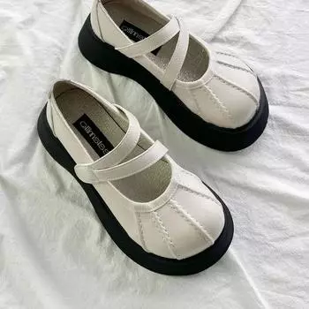 Модные женские туфли Мэри Джейн на плоской подошве, осенние удобные туфли-лоферы в стиле Лолита, новые тенденции 2024 года, модные платья, повседневные, для прогулок, женские туфли-лоферы 35 бежевый