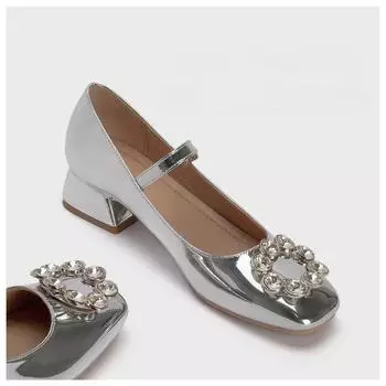 модные женские туфли Мэри Джейн с квадратным носком, модные женские туфли со стразами на весну, элегантные туфли на высоком каблуке, уличные туфли для женщин 34