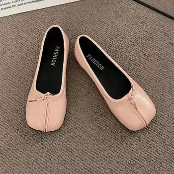 Модные женские туфли Мэри Джейн с квадратным носком, модные туфли на плоской подошве без застежек, весна-осень, женская обувь для свадебной вечеринки 35 чёрный