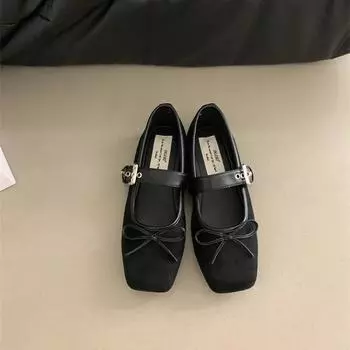 Модные женские туфли Мэри Джейн с леопардовым принтом Модные туфли на плоской подошве с бантом-бабочкой в стиле ретро Комфортные женские туфли-балетки с мягкой подошвой 35 чёрный