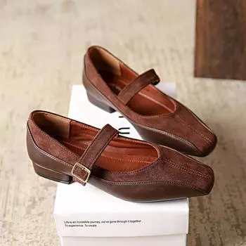 модные женские туфли Marie Janes с квадратным носком, замшевые туфли, модные туфли на низком каблуке, женские, осень 2025, тренд, новые элегантные туфли-лодочки для вечеринок Zapatos Mujer 34 чёрный