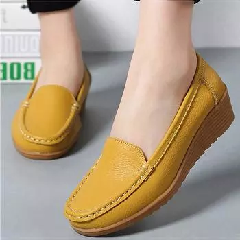 модные женские туфли мягкие кожаные туфли на каблуках мокасины женские туфли на плоской платформе слипоны zapatos mujeres новые их туфли на плоской подошве женские туфли на плоской подошве 35 чёрный